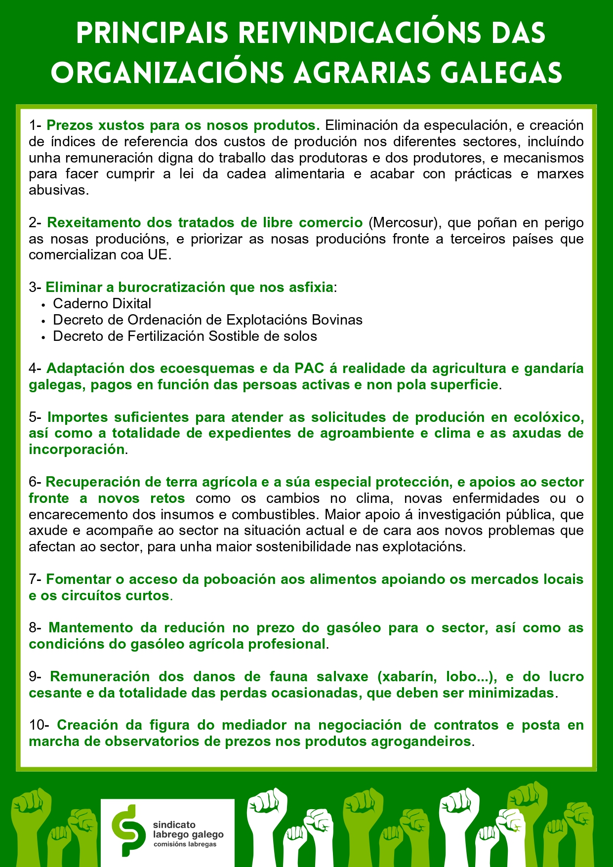 Reinvindicacions sector agrario 2024