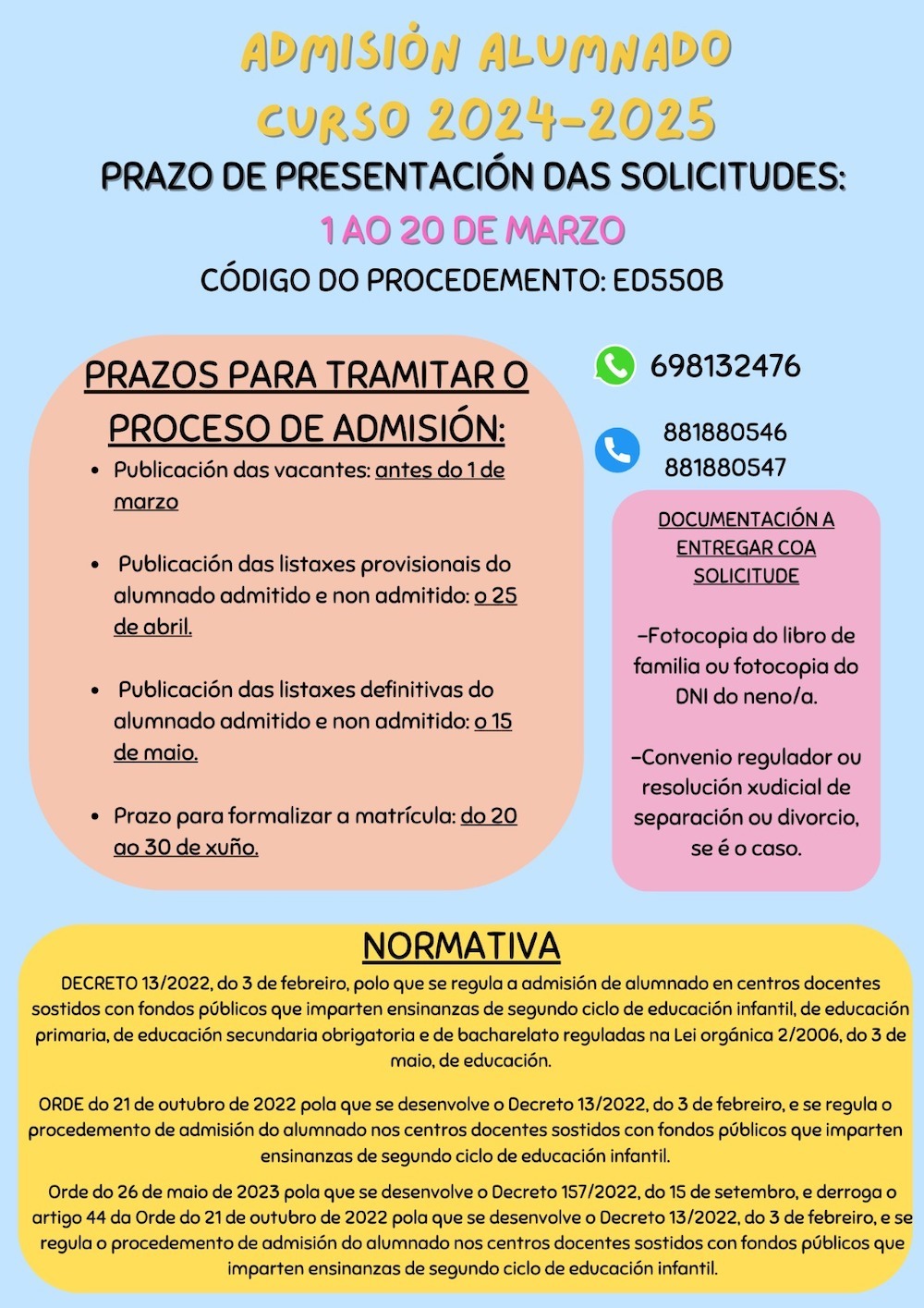 admision alumnado centros publicos