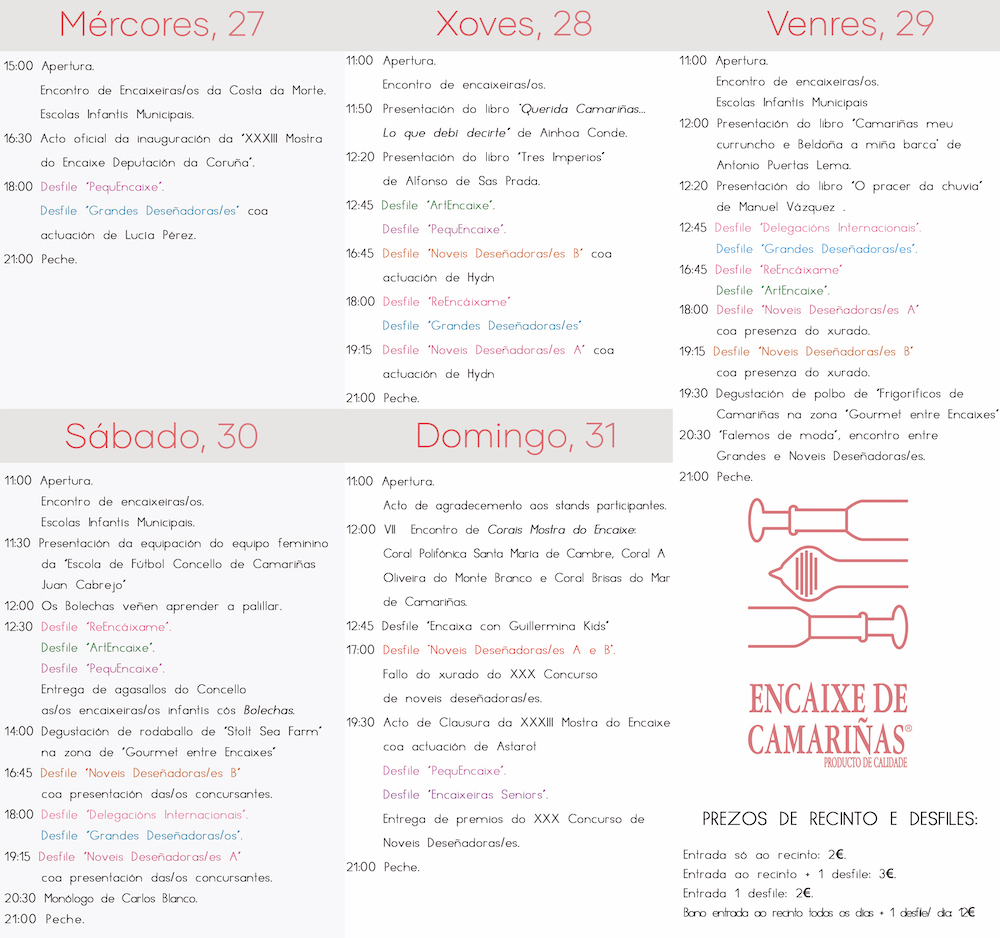 Programa Mostra Encaixe Camarinas 2024