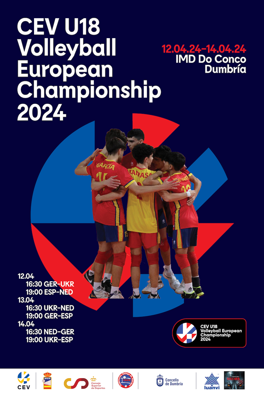 Cartel campionato Preeuropeo sub18 Voleibol Dumbria 2024
