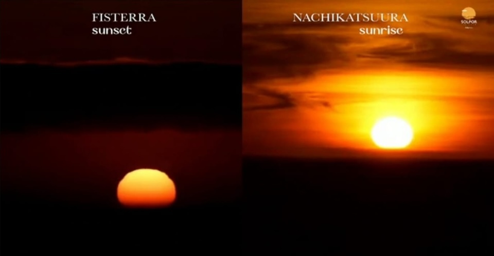 Solpor en Fisterra e mencer en Nachikatsura