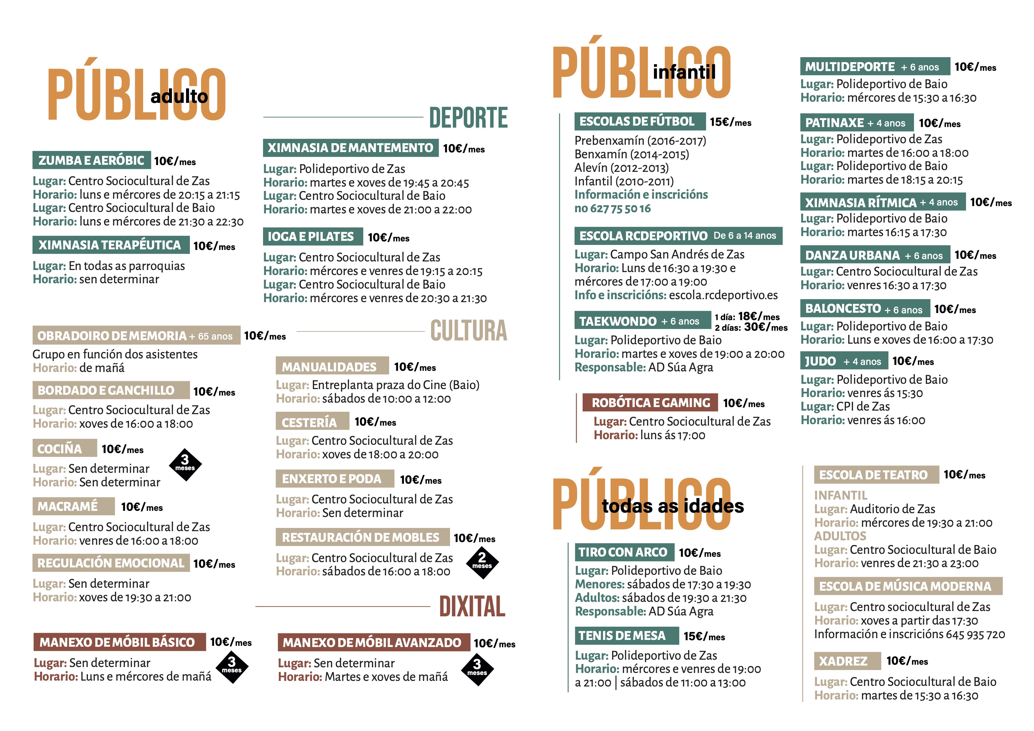 Actividades Municipais Zas 2024