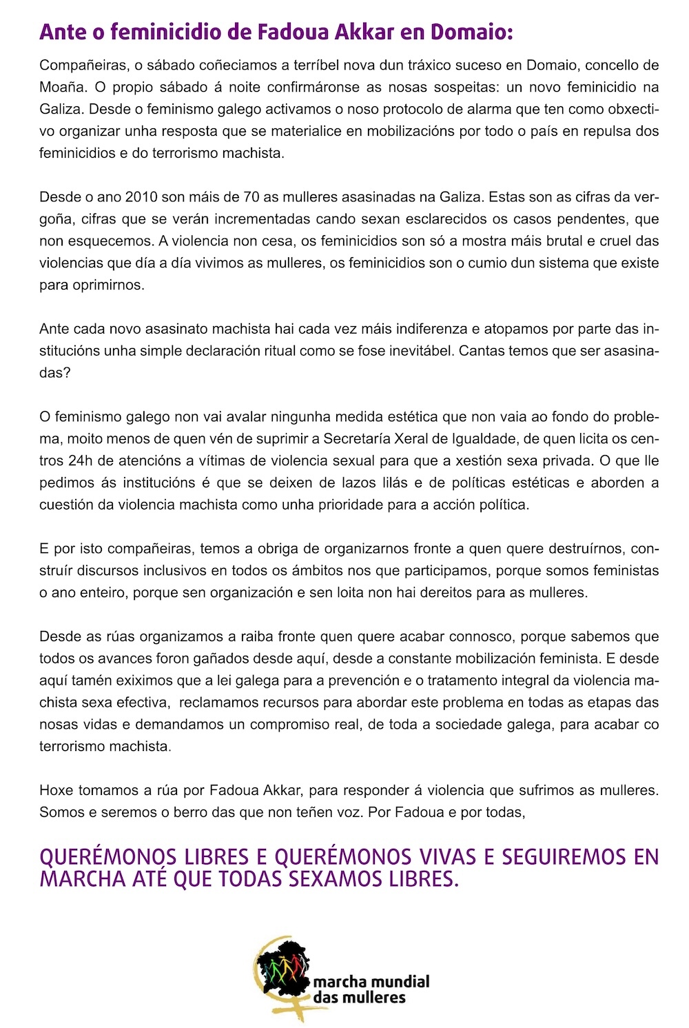 manifesto Fadoua Akkar Femnismo en pe