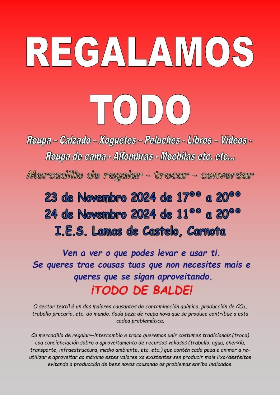 Mercadillo de regalar en Carnota