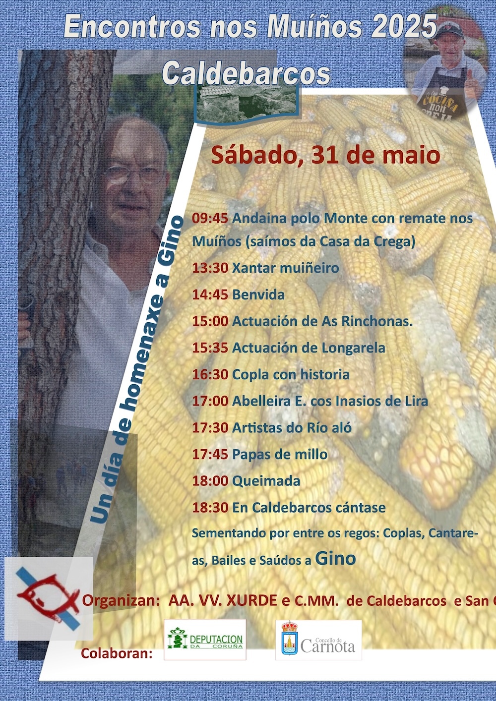 Cartel Romaria Muinos Caldebarcos 2025 homenaxe a Gino