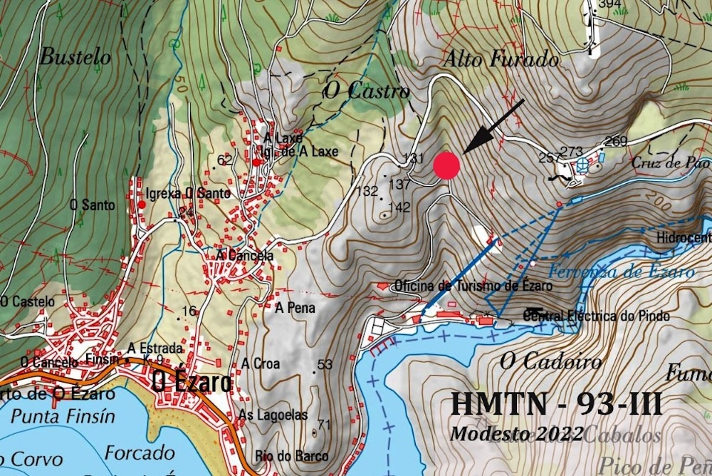 A Cova do Rego dos Cregos (Ezaro) Mapa