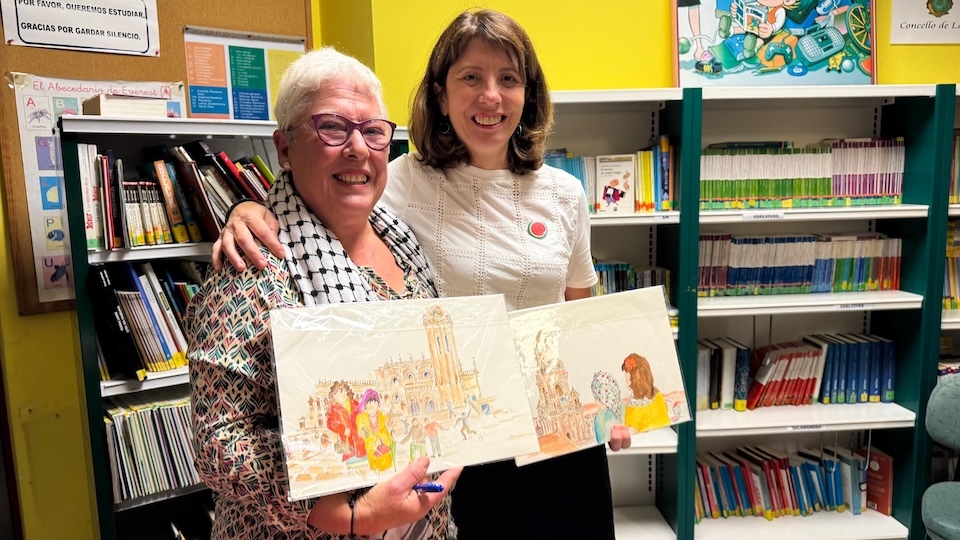 Cari Ca e Soledad Agra co libro ilustrado de Coralia e Maruxa