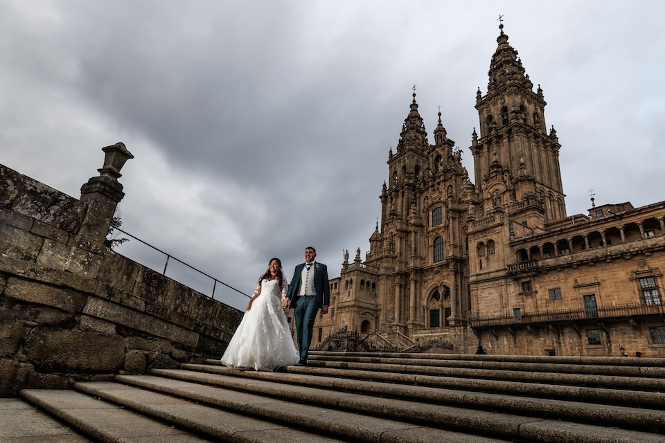 Foto de Antonio Amboade dunha voda no Obradoiro