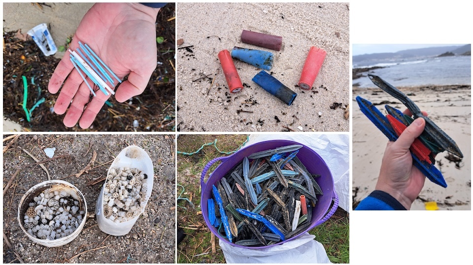 lixo plastico recollido polas mariscadoras de Muros