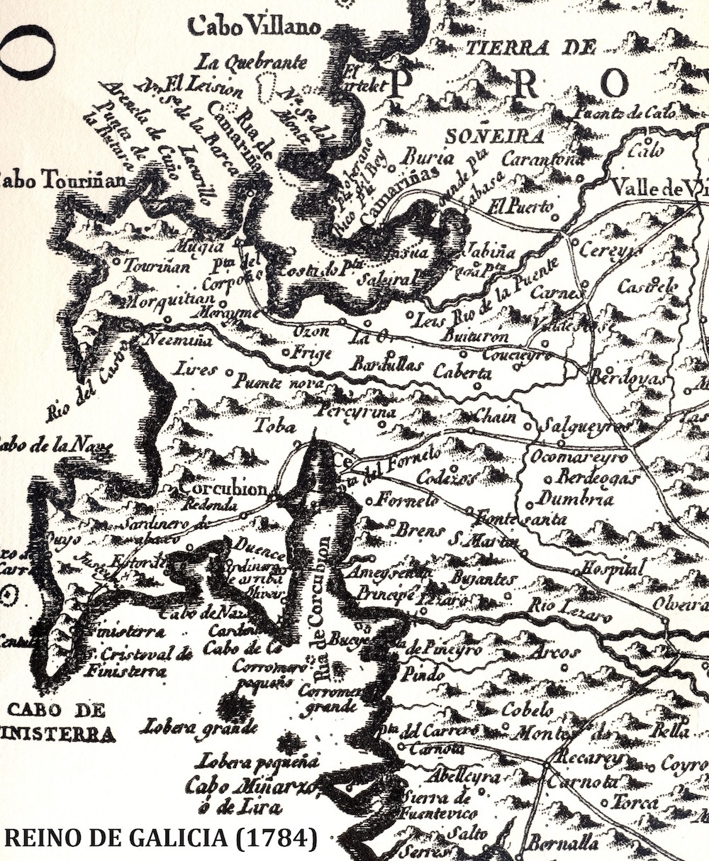 Mapa antigo do Reino de Galicia de 1784