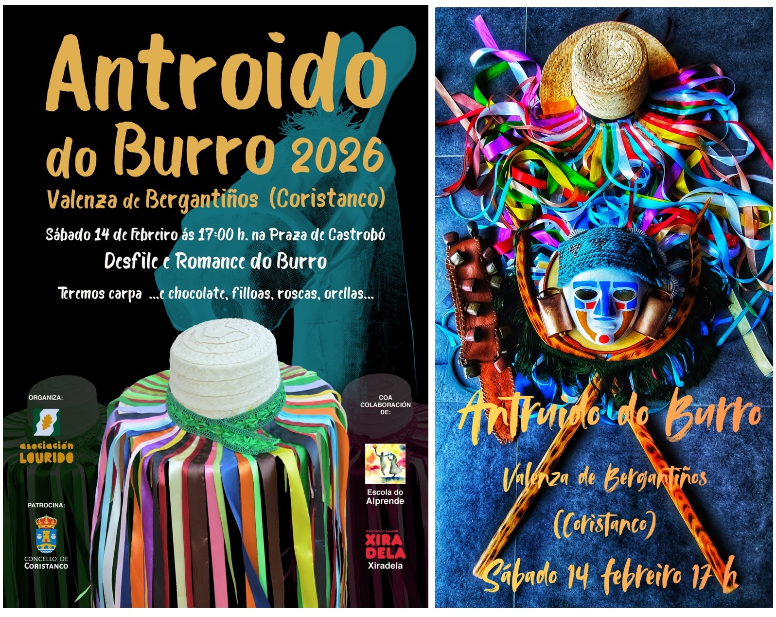 Carteis dos Antroido do Burro de Valenza de Bergantiños 2026