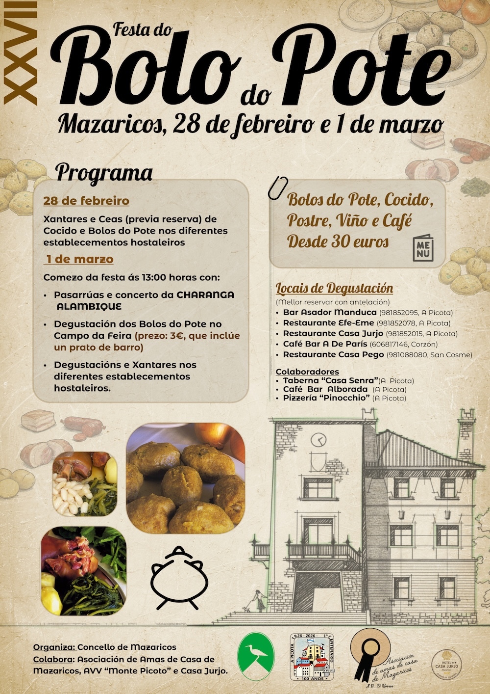 Cartel da Festa do Bolo do Pote de Mazaricos 2026