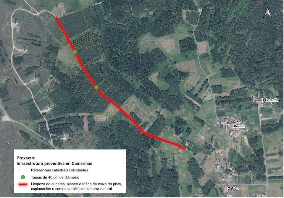 Mapa da pista forestal antiincendios da Croa de Camarinas