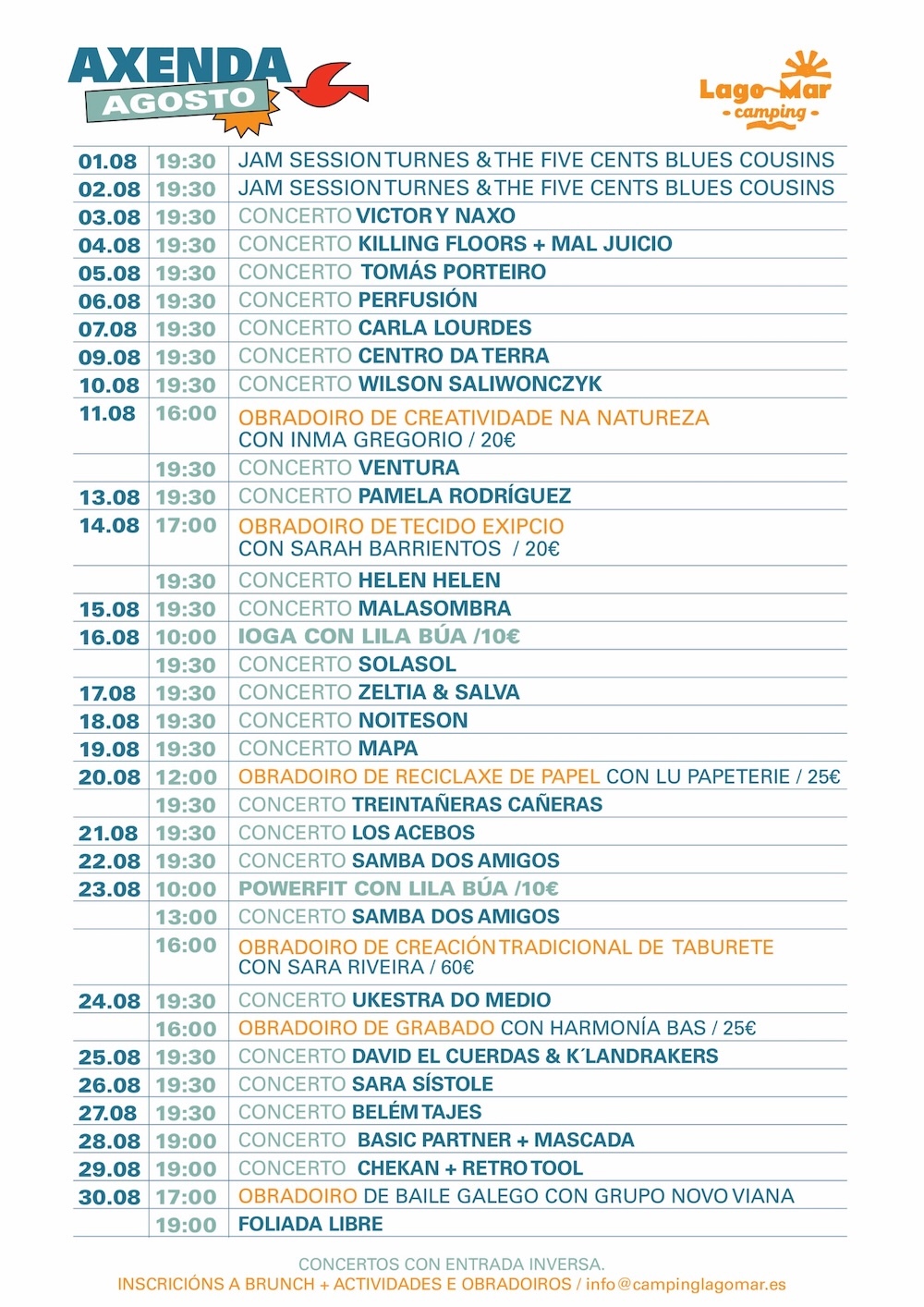 Axenda Agosto camping lagomar